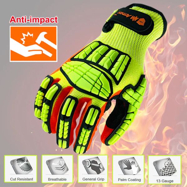 Gants NMSafety Anti vibration Protective Work Gants Coup Ressist High Quality with Oiloroping Nitrile Palm Palm Glove