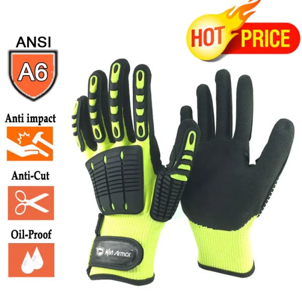 Gants NMSafety Cut Resistant Safety Garden Work Gant Gant Mécanique anti-vibration Gants de fonctionnement de la main de protection ANSI Niveau A6.