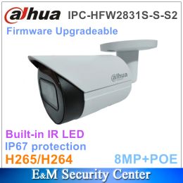 Handschoenen Originele Dahua 8MP IPCHFW2831SSSS2 8MP POE CCTV Lite Ir FixedFocal Bullet Network Camera