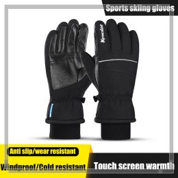 Guantes de guantes al aire libre Guantes de esquí para adultos negros, guantes de snowboard, conducción térmica de motocicleta, escalada, guantes de nieve impermeables, invierno