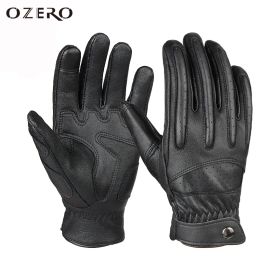 Guantes de guantes Ozero Guantes de motocicleta para hombres Guante táctil de cuero genuino Glove Riding Road Racing Cycling Motocross Hunting Man