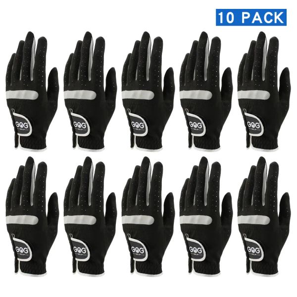 Gants paquet de 10 pcs gants de golf masculins marques de tissu doux noir respirant gog gant gant gant à main gauche navire