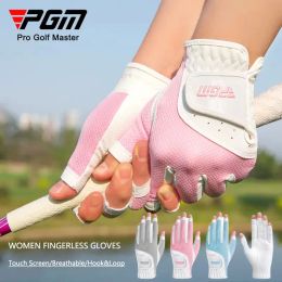 Gants pgm 1 paire dames en maille respirante sport mitaines sans doigt écran tactile gants de golf femmes gants de crème solaire gauche et droite
