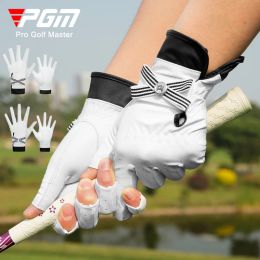 Guantes de guantes PGM 1 par de guantes de golf de cuero de piel de cordero con marcas de dedo transpirable para dedos abiertos de los dedos a la derecha e izquierda guantes deportivos