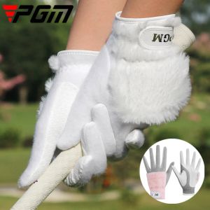 Gants pgm 1 paire femme hiver gants de golf chaud chaud dames en peluche épaissis sports mittens skidproof particules hook boucle de golf couvre-doigt