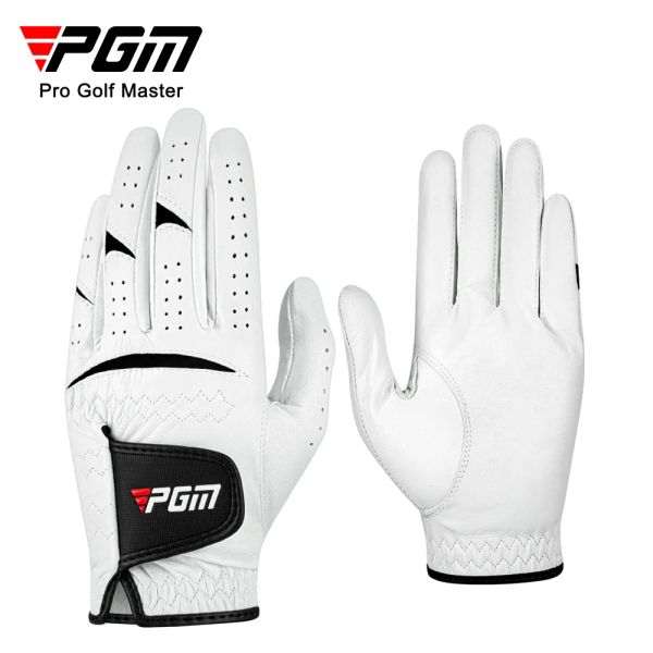 Guantes de guantes PGM Gues de golf Guantes para niños Capa blanca de cuero genuino Glove manual Guante de mano ST025, a prueba de skid, a prueba de skid, singular con la mano izquierda.