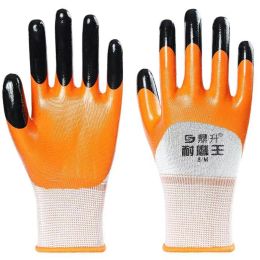 Gants travail de protection Gants pour la main-d'œuvre non glissée orange renforce nitrile matériau colloïdal pur 12 paires