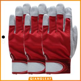 Handschoenen Qiangleaf 3PCS Fashion Red Products Mechanic Lederen gecoate werkhandschoenen Veiligheid Industrie Werk Beschermingssporthandschoenen 5163