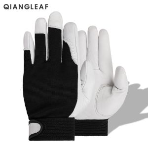 Gants Qiangleaf mouton en cuir en cuir sport conducteur de travail de travail gant gants de sécurité industrielle gants protecteurs en gros hommes mitten 508my