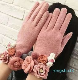 Gants de qualité hiver pour la marque classique Camellia tactile tactile femelle mittens conduisant