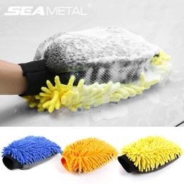 Handschoenen Seametal Dubbled Auto Washhandschoenen MicroFiber Coral Fleece Reiniging Wasgereedschap Dikke zachte anti krashandschoenwagen Waswant