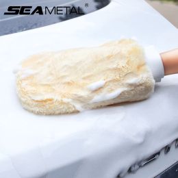 Gloves SEAMETAL Waterproof Car Wash Microfiber Gloves Soft Thickened Wool Plush Car Cleaning Mitt Doublefaced Glove Car Wash Supplies