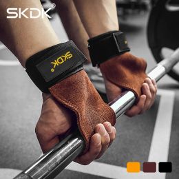 Gants skdk poignées vaches de poids de poids gants gants gym fitness tampons poignets enveloppement de support soulevés de terre crossfits gants d'entraînement