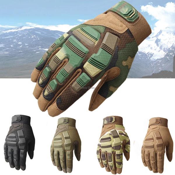 Guantes de guantes Guantes tácticos Militar Full Finger Airsoft Paintball Combat Guantes de caza Hombres Ejército CAMO CS Motocicleta Glove Protective Glove