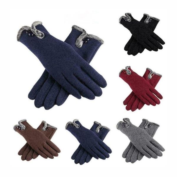 Gants thermiques épais, chauds et confortables pour dames, doublure en fourrure d'hiver, écran tactile