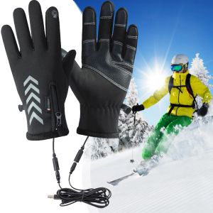 Guantes de guantes unisex Guantes de esquí térmicos Guantes de invierno impermeables Guantes de pantalla táctil recargable Guantes USB calefactados Guantes de deportes al aire libre