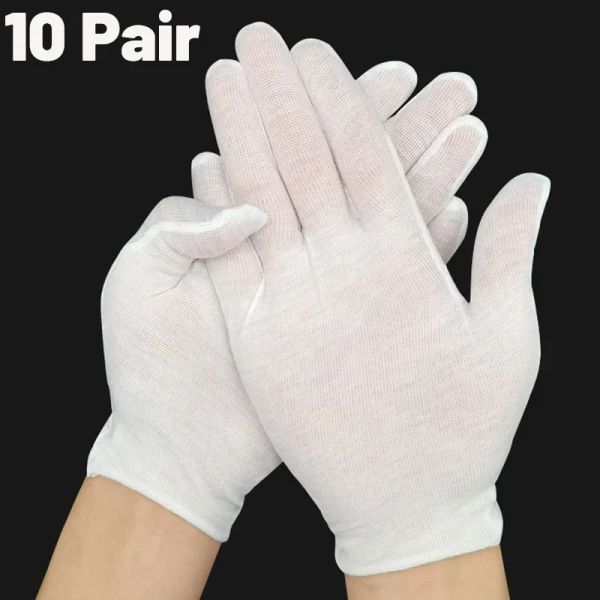 Guantes de trabajo de algodón blanco Guantes para manos secas Manejo Ceremonial Guantes altos altos Herramientas de limpieza para el hogar Guantes