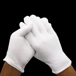 Gants de travail de coton blanc gants hommes femmes étiquette serveuse conducteur bijoux gants inspection travail gants de doigt complet protecteur protecteur