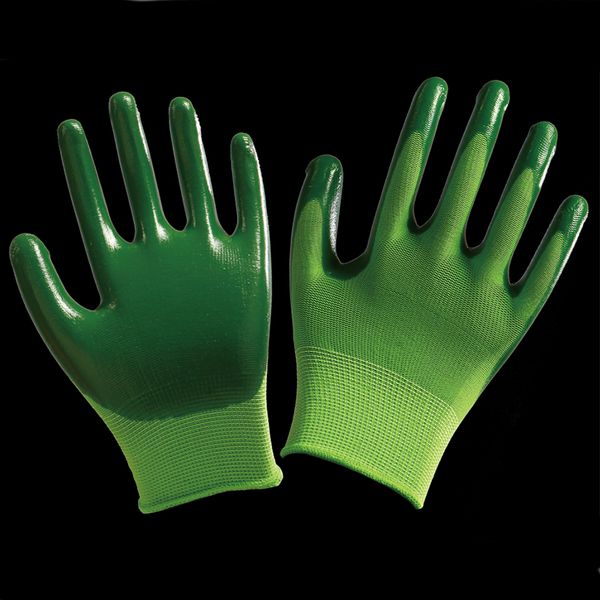 Guantes guantes de protección laboral al por mayor caucho resistente al desgaste látex de caucho impregnado de nitrilo caucho de caucho antideslizante en el sitio de trabajo