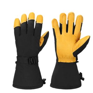 Handschoenen Winter Cowhide Mittens Men Women Ski Motorcycle Riding Gloves Mountain Bike Cycling Glove Windvrije waterdichte Outdoor Sports