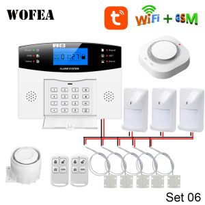 Handschoenen bedraad type Home Security Tuya Smart WiFi GSM Alarm System 8 Wired Zone LCD Toetsenbordwerk met Alexa Google Home