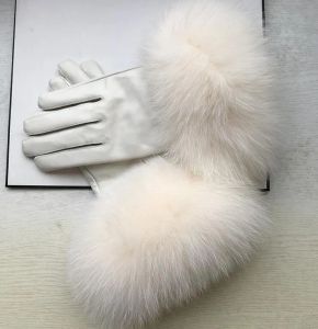 Handschoenen dames natuurlijke grote vacht echte lederen handschoen dame's warme natuurlijke schapenvacht leer plus maat witte rijhandschoenen r24511790