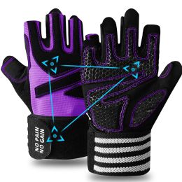 Gants pour femmes sports d'entraînement de fitness gants demi-doigt levant levage de gant de support de brouillard