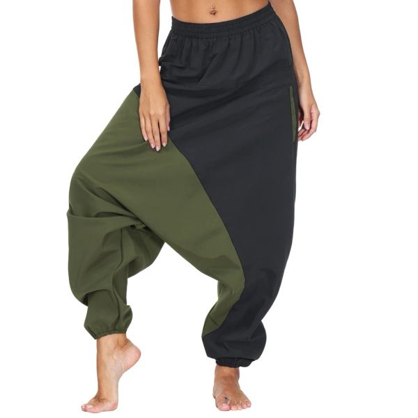 Gants Pantalon de Yoga Sarouel Baggy pour Femmes, Pantalon de Plage Gypsy décontracté Taille Haute Baggy Hippie Boho Palazzo Pantalon avec Poches