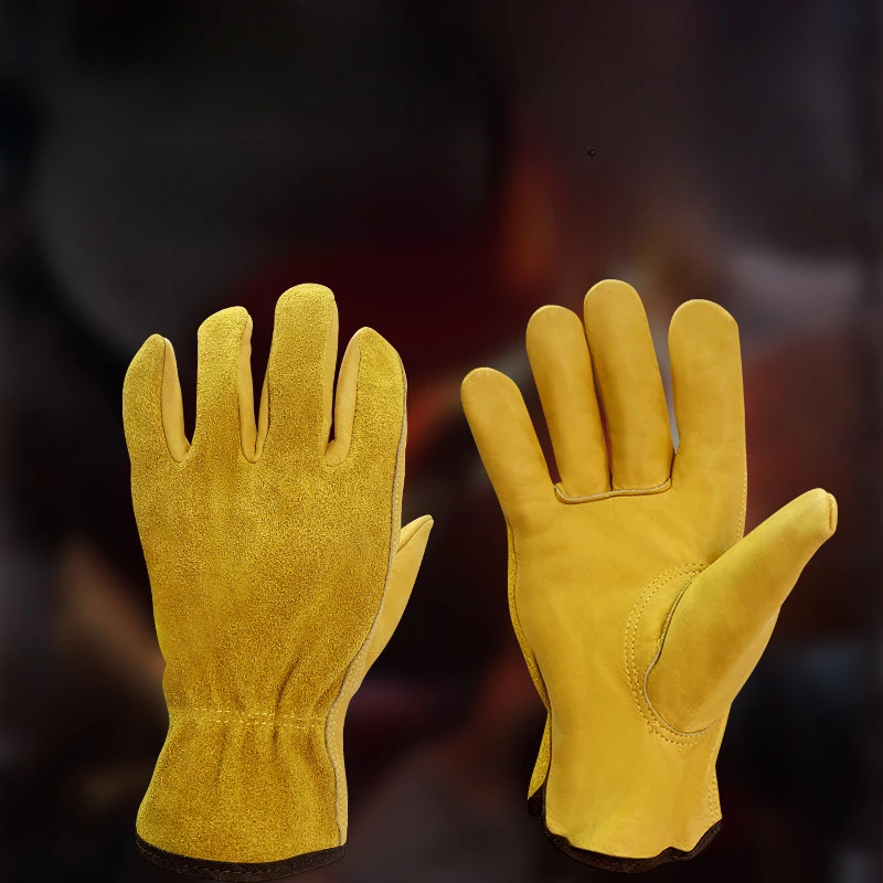 Перчатки Рабочие перчатки Мужские кожаные мотоциклетные перчатки Велоспорт Спорт на открытом воздухе Гонки Защита безопасности Желтые перчатки для верховой езды