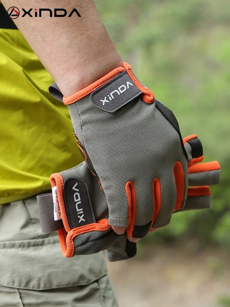 Gants xinda professionnels extérieurs sports demi-doigts de vache de vache monte