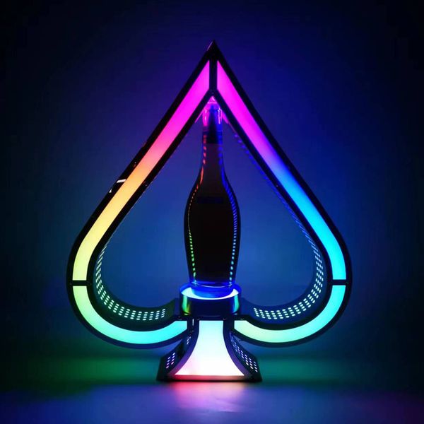 Glow Bar LED Light Up Luminous Ace of Spade Botella VIP Presentador Cóctel Vino Champán Glorifier Display para NightClub Lounge Bar