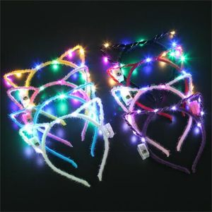 Glow Cat Ear Hoofdband Light Up Flash Haarband LED Neon Verjaardag Bruiloft Glow Party Decoratie