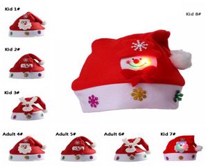 Glow Christmas Cartoon Christmas Santa chapeau adulte enfant peluche de Noël cap chapeau de neige des aimons légers