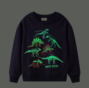 Glow Dinosaur Shark Jumper Baby Boy Girl Hoodies Kids Designer Designer Druiver Sweatshirt Kinderjas