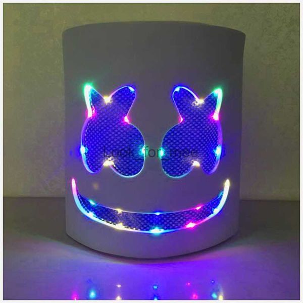Glow Flash Type Hard PVC Marshmallow Casque Pourim JE Holiday DJ Marshmallow Mask Concert Props Fans Music Fans Prop Hkd230810