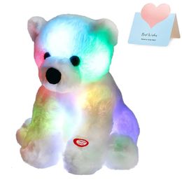 GLOW GARDES 25cm Bear Polar LED Light Plux Polling Bulling Doll White Farmed Animaux Jetez des oreillers pour les cadeaux d'anniversaire de fille enfants 240420