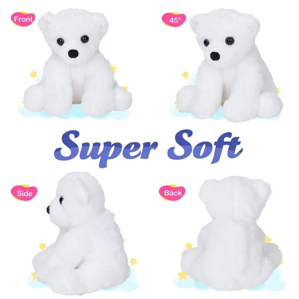 GLOW GODSE 25cm Bear Polar LED Light Plush Toys Glowing Doll White Enhing Animaux Jetez des oreillers pour les cadeaux d'anniversaire de fille