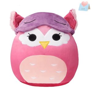 Glow Guards 30 cm coussins hibou poupée porter masque pour les yeux en peluche jouet en coton doux mignon animaux en peluche oreiller de sommeil pour les filles 240131