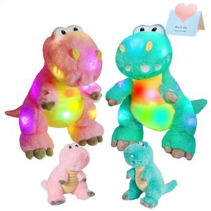 Glow Guards LED GLOWENDE DINOSAUR POLDEN Soft Kawaii Animal Gevulde speelgoedlicht Unicorn Panda Pillow Gifts For Kids Girls 240424