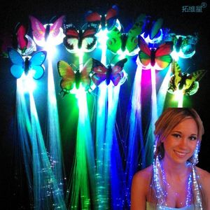 Lueur cheveux tresse LED fleur lumineuse pince à cheveux éclairer papillon pince à cheveux barre fête décoration fournitures lueur dans le noir jouet