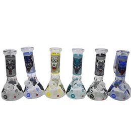 Glow in Dark 7.8" Glazen Beker bong waterpijpen Ice Pinches Lichtgevende Decals zware glazen olifant Joint roken waterpijp bongs