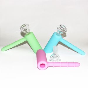 Glow in dark Mini Bongs Tuyaux d'eau narguilé 18.8mm Joint silicone Marteau Percolateur Barboteur Pipe silicone bang Recycler Narguilés