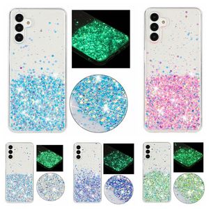 Glow in Dark Sequins Cas Soft TPU pour Samsung S24 Ultra S23 A04S A55 A35 A05S A05 A15 A25 A34 A54 A14iphone 15 plus 14 Pro Max 13 12 11 xs xr 8 7 6 Filo Fulti Confetti Luminatif Cover Luminatif Cover Luminatif Fetti Confetti Cabine Luminatif Filti Fetti Confetti Cabline Luminous