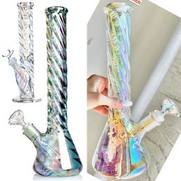 Glow In Dark Thick Recycler Hookahs Dab Oil Rig pour fumer des tuyaux d'eau en verre Bong Pyrex Perc Bubbler avec 14MM naw super facile à nettoyer aussi