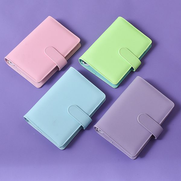 Glow in the dark A6 PU Leather Notebook Binder Cahiers à feuilles mobiles Reliure à 6 anneaux rechargeable pour A6 Filler Paper Binder Cover Green