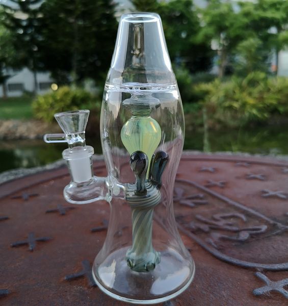 Narghilè Soffione doccia Percolatore Becher Bong Lampada lava Narghilè con ciotola femmina 14mm Giunto femmina 5mm Spessore olio Rig Tubi d'acqua Tubo unico XL-LX3