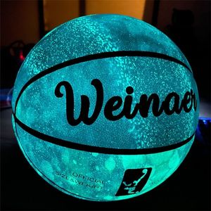 Glow in the Dark Basketball Regelmatig maat 7# Hygroscopic Streetball Light Up Basketball Ball voor nachtspel Gift 231220