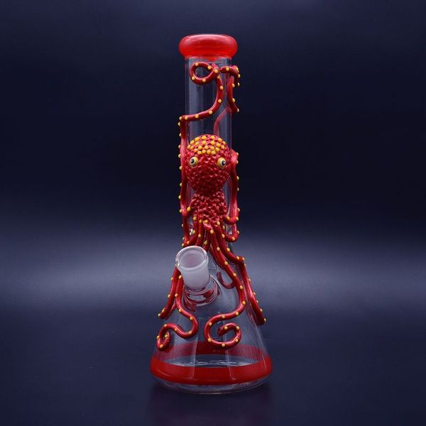 Briller dans le bécher foncé bong 11 pouces 5 mm Nouveau design en verre tuyau d'eau fraîche peinture à la main