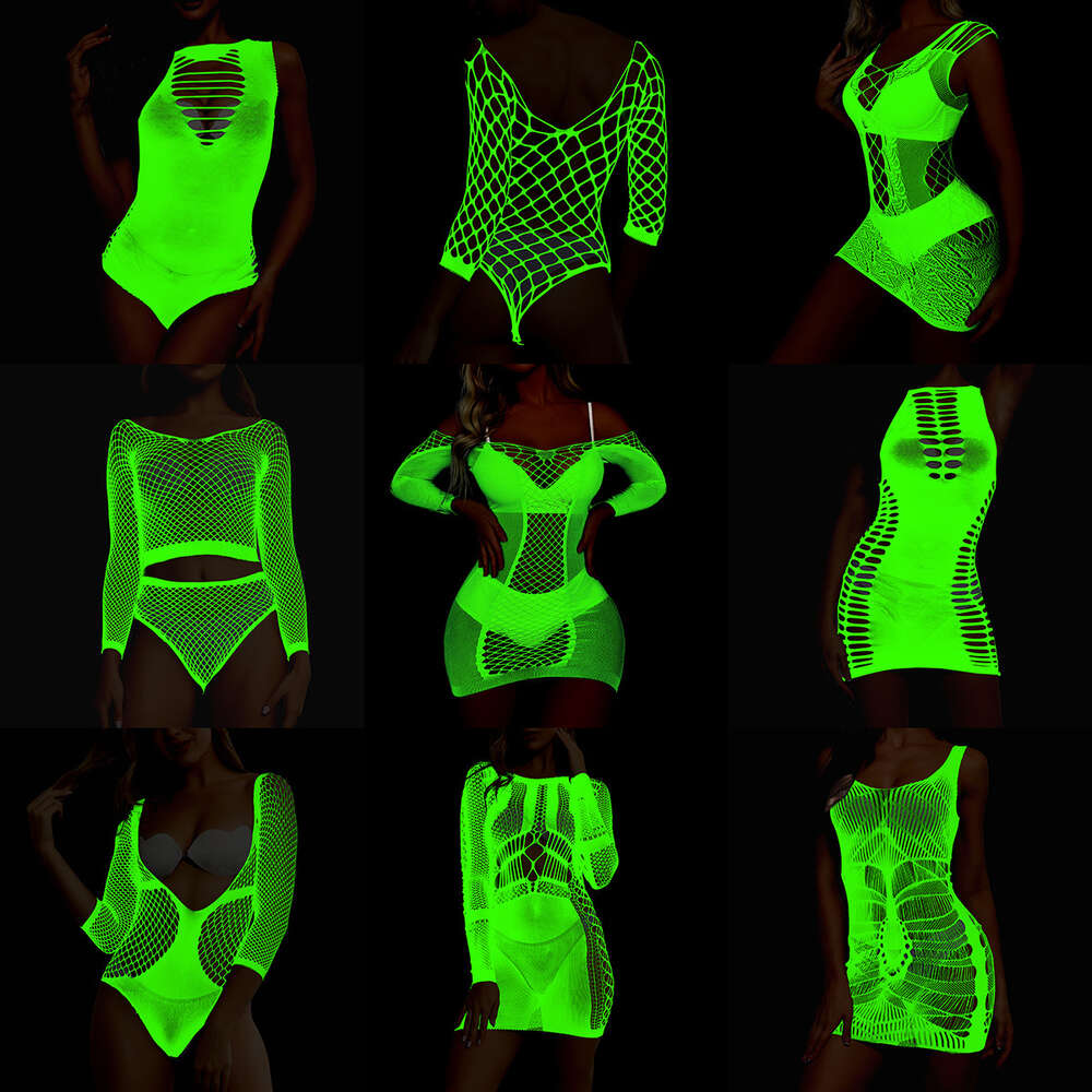 Glow in the Dark Fishnet Calzing Abet Associazione Luminosa Sexy Pantyhose per la lingerie erotica sexy delle donne