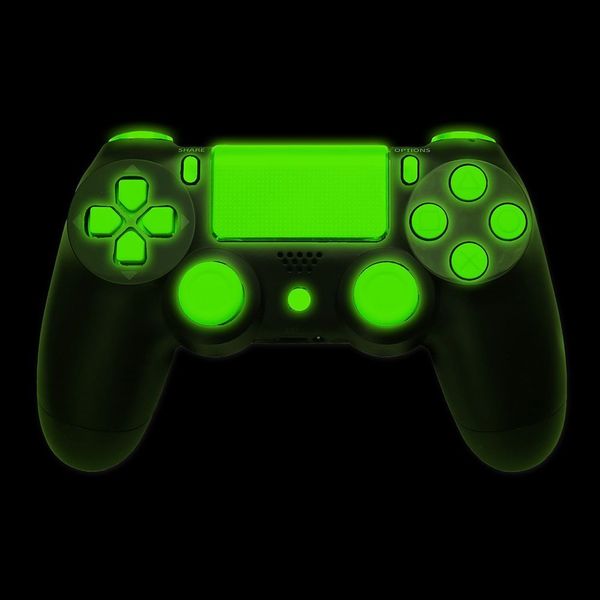 Glow in the Dark Full Button Ensemble de boutons Trigger D pad Thumbstick Thumbsticks Capuchon de joystick Pour contrôleur PS4 Haute qualité FAST SHIP